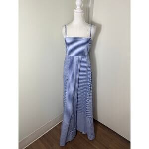 Lusana Blue and White Spaghetti Strap Maxi Dress Sz 6